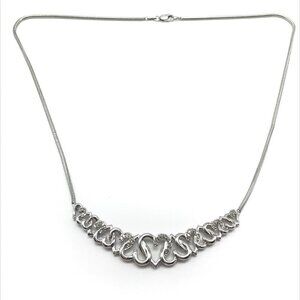 925 Sterling Silver Real Diamond Heart Necklace